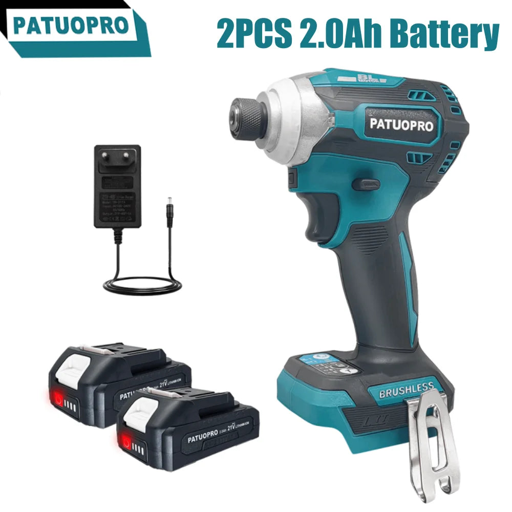 220N.M Cordless Electric Screwdriver Brushless Electric Impact Driver Wrench Rechargable Drill Driver For Makita 18v Battery