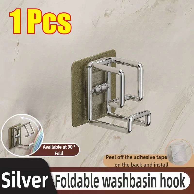 Stainless Steel Washbasin Hook Multifunction Punch-free Kitchen Bathroom Rack Basin Storage Rack Towel Hanging Holder