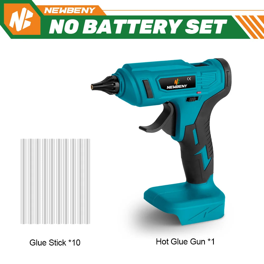 NEWBENY 100W 280°C Draadloos Heteluchtlijmpistool Draagbaar Oplaadbaar met Lijmsticks DIY Reparatietool Voor Makita 18V Batterij Pin