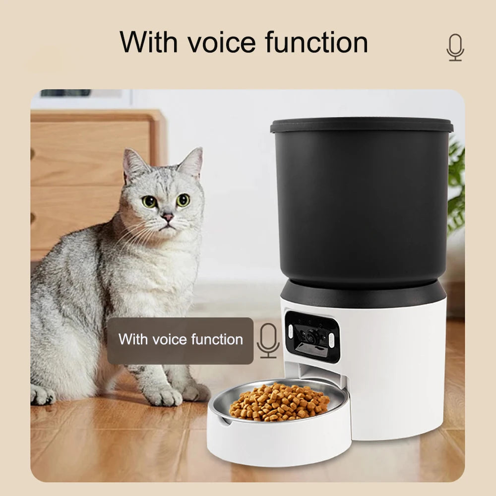 Video cat automatic feeder and WIFI dog automatic feeder and button model pet feeder optional - Quality Shopping Centre