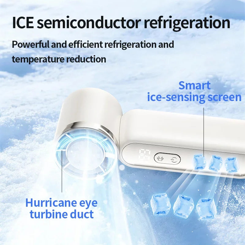Draagbare handventilator met ICE-halfgeleiderkoeling, 3000 mAh USB-oplaadbaar