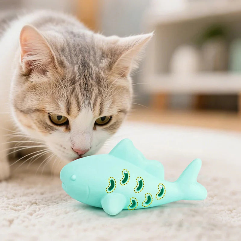 Interactive Cat Leaking Food Toy Silicone Cat Chew Toys Bite-resistant Kitten Teeth Cleaning Toy Fish-shaped Pet Toy Cat Accesso