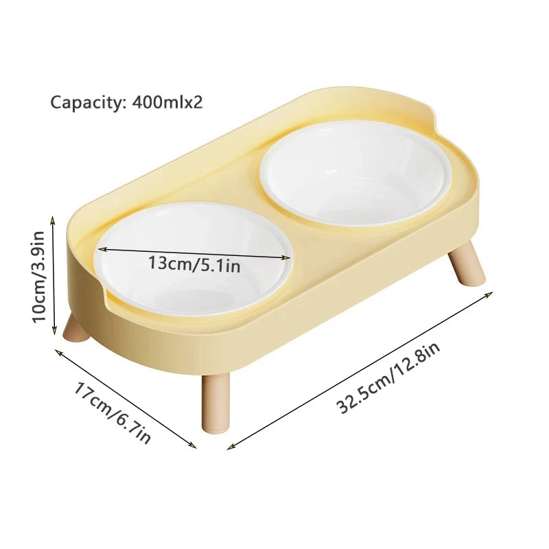Plastic/Stainless Steel Dog Feeder Bowl Double Pet Food Water Bowls Non-Slip Puppy Food Bowl with Stand Anti-splash Cat Bowl
