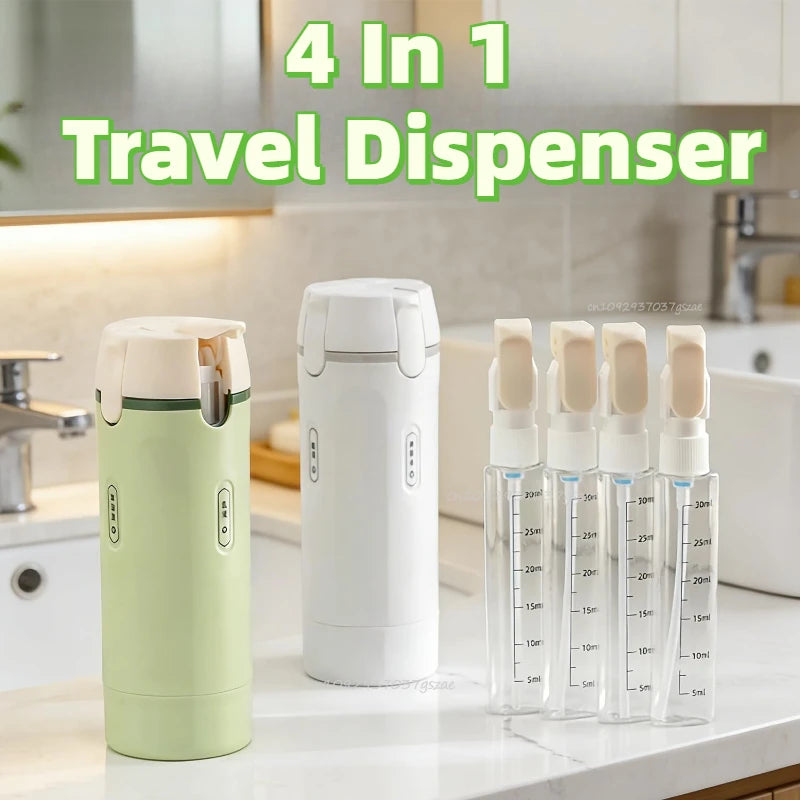 4 in 1 Travel Dispenser Portable Leakproof Travel Bottle Dispenser Set for Perfume Shampoo Conditioner Lotion Toiletry Container