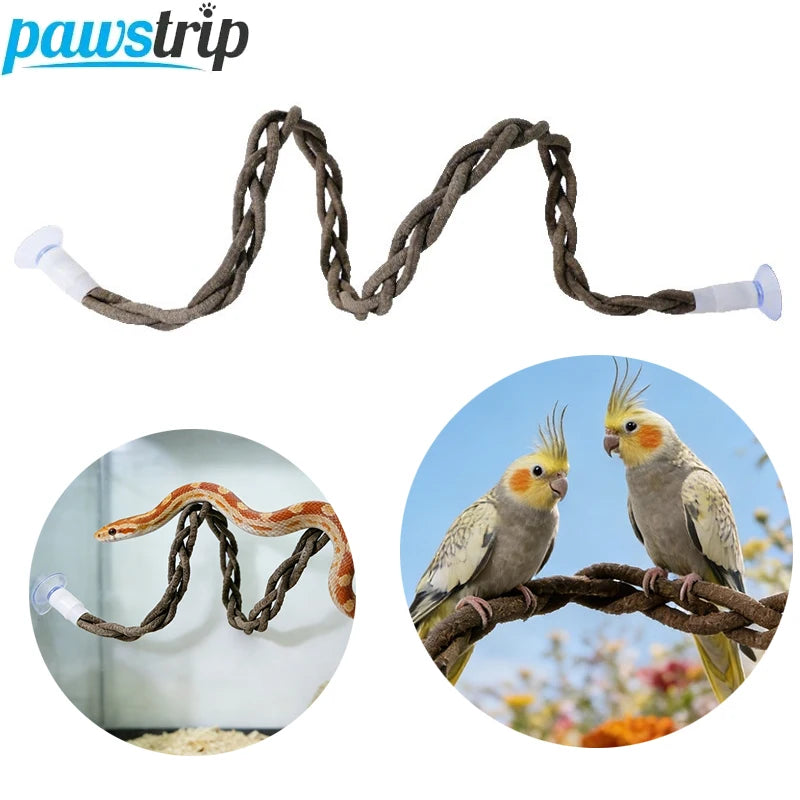 Hanging Snake Climbing Toy with Suction Cup Simulated Tree Vine Lizard Climbing Rope Reptile Habitat Bird Standing Toy