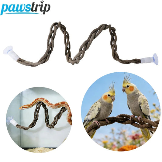Hanging Snake Climbing Toy with Suction Cup Simulated Tree Vine Lizard Climbing Rope Reptile Habitat Bird Standing Toy