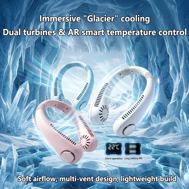 Lenovo zomer se nekventilator, handsfree, USB-oplaadbaar, bladloos, stil, krachtige wind, draagbare kleine ventilator voor buiten