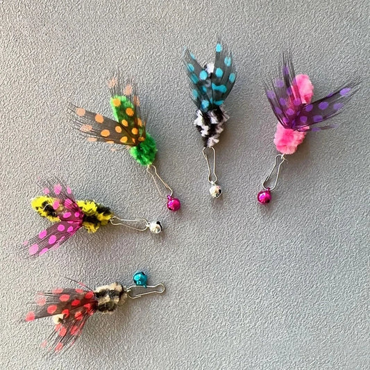 3pcs Cute Simulation Insect Cat Teaser Stick for Change Heads Cat Toys Feather Pet Toy Supplies