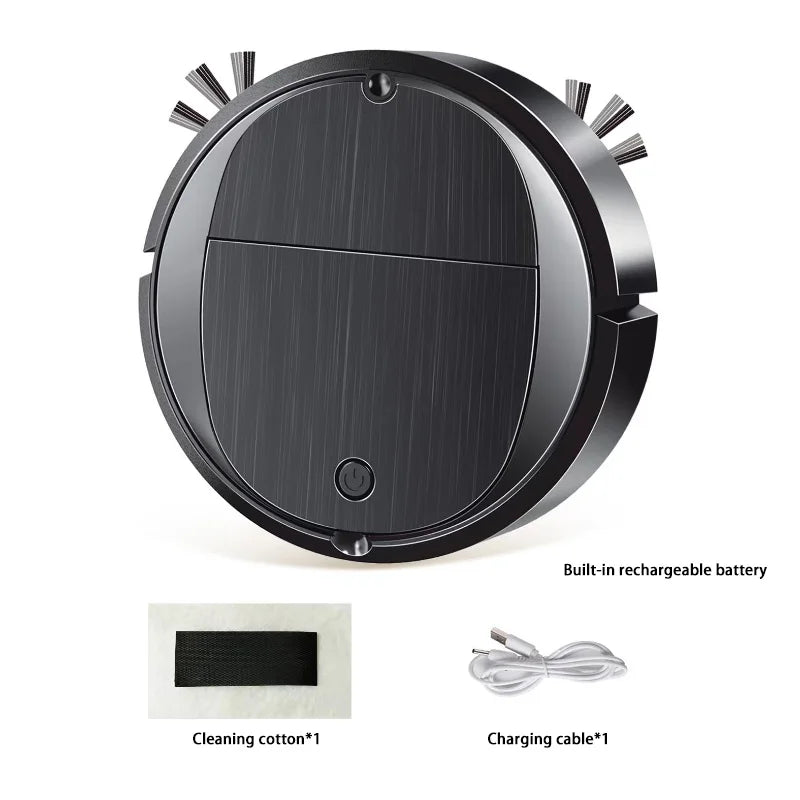 Automatische robotstofzuiger met lange batterijduur, draagbare mini-huishoudstofzuiger, USB-oplaadbaar, 3-in-1 nat en droog veegapparaat