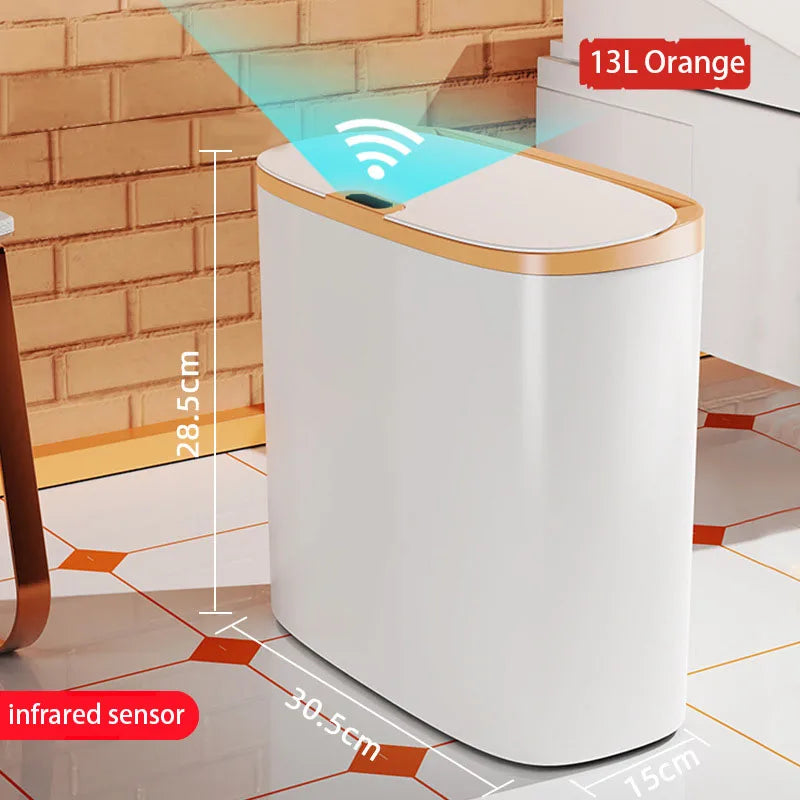 Automatic Bathroom Trash Can with Lid, Touchless Small Trash Can, Motion Sensor Waterproof Slim Garbage Can for Kitchen, Bedroom