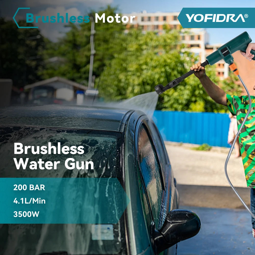 Pistolet nettoyeur haute pression sans balais 6 en 1 YOFIDRA 3500W, nettoyeur à eau à vitesse réglable, ensemble d'outils électriques pour batterie Makita