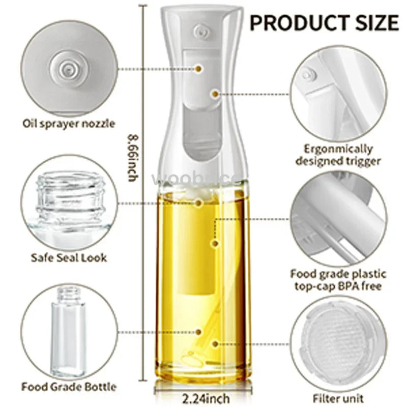 200/300/500ml Oil Spray for Kitchen Oil Nebulizer Dispenser Spray Oil Sprayer Airfryer BBQ Camping Olive OilDiffuser Cooking