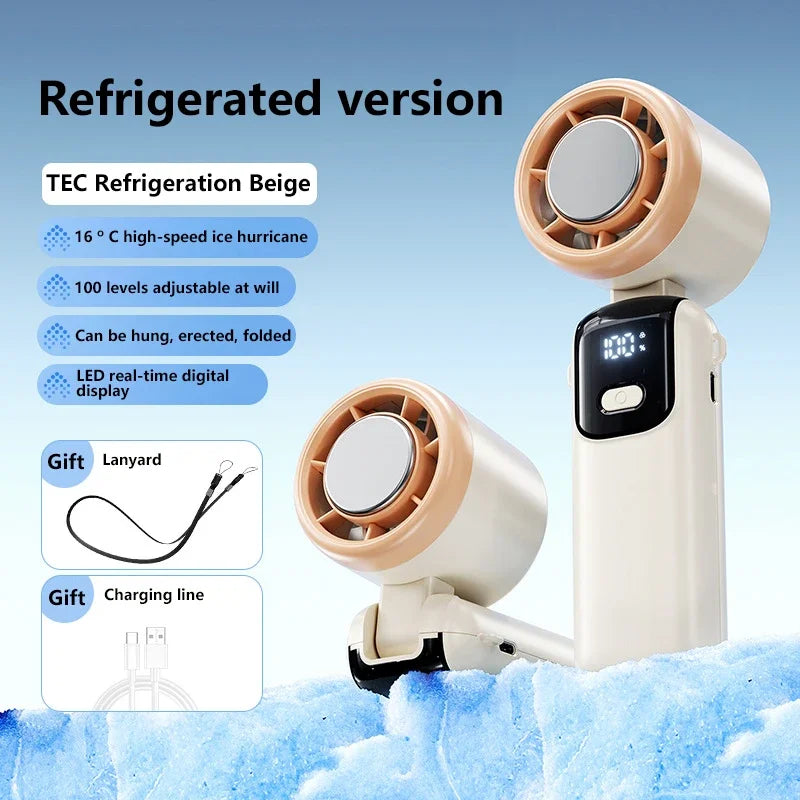 Lenovo Ice Compress Handventilator Draagbare Buiten USB Digitaal Display Opvouwbare Koeling Hoge Snelheid Turbine Kleine Ventilator