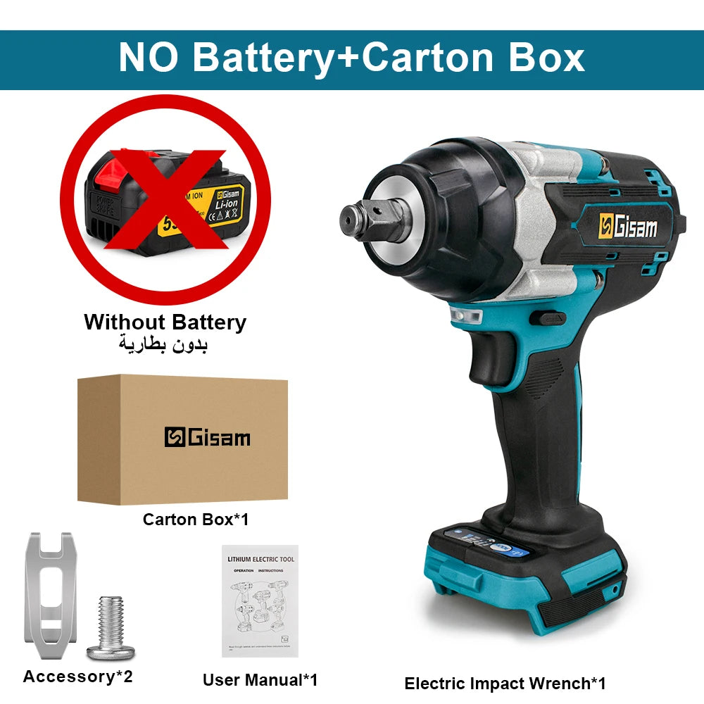 1800N.M Torque Brushless Electric Impact Wrench 1/2 inch Without Battery Cordless Wrench Power Tools For Makita 18V Battery Pin