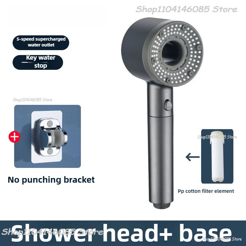 5 Modes Shower Head High Pressure Showerhead Portable Filter Rainfall Faucet Tap Bathroom Bath Home Bathroom Accessories