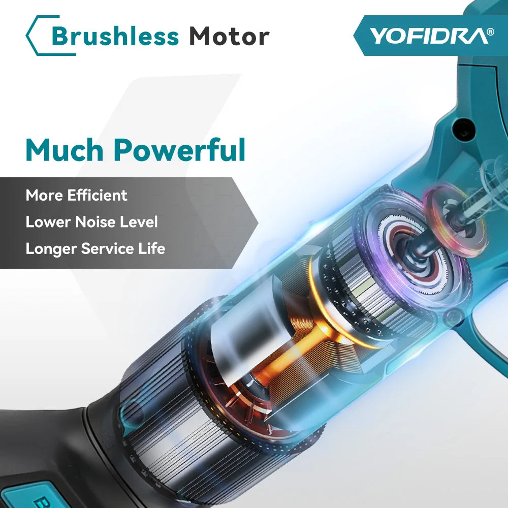 Sécateur électrique sans fil YOFIDRA 32 mm, 2 vitesses, sans balais, pour branches d'arbres fruitiers, outil électrique compatible avec batterie Makita
