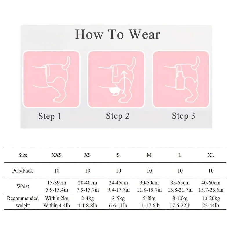 10PCs/Pack Female Dog Diapers Disposable Pet Diapers for Cats Female Dog  Breathable Absorbent Menstrual Trousers Dog Accessory