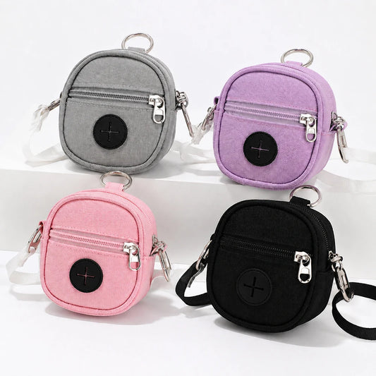 Portable Dog Treat Pouch Oxford Cloth Pet Waste Bag Dispenser Mini Crossbody Training Storage Bag for Walking Travel Outdoor