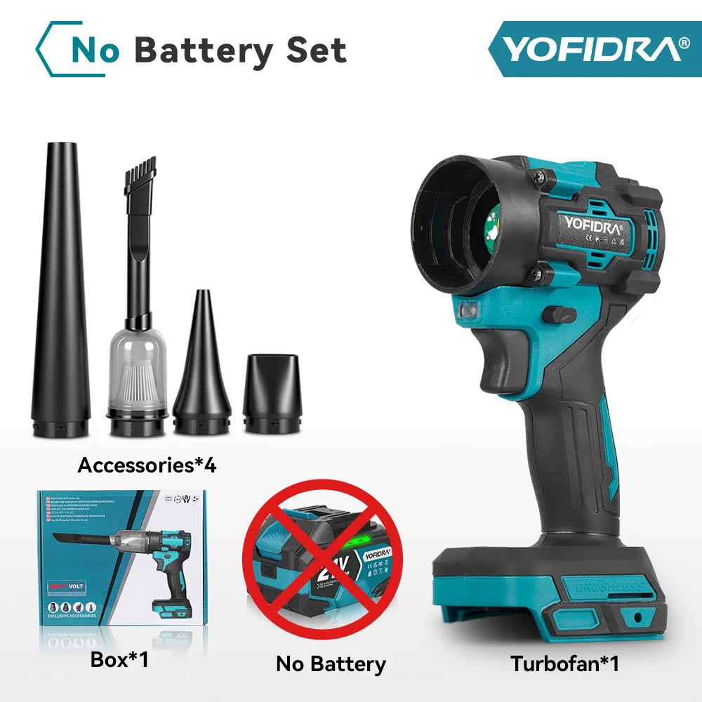 YOFIDRA 80000RPM Brushless 2IN1 Electric Turbo Fan Cordless Air Blower&Suction Leaf Snow Dust Cleaner Tool For Makita Batter Pin