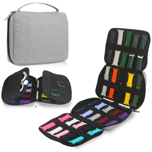 Opbergtas voor 20 horlogebandjes, organizer-tas voor horlogebandjes, reisetui, etui voor horlogebandjes, compatibel met Apple Watch-bandjes