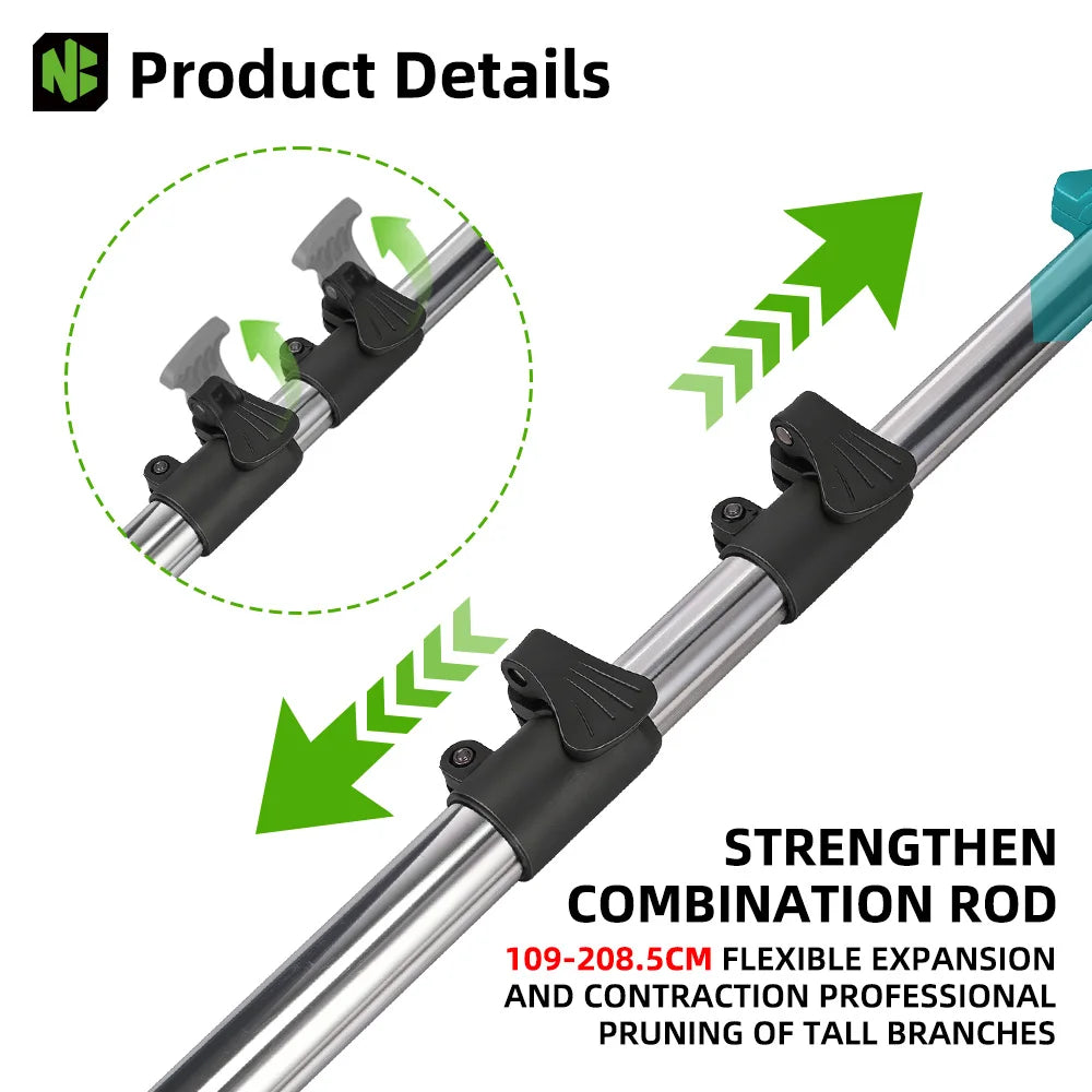 NEWBENY Brushless Electric Chainsaw Telescoping Pole 4IN1 High Branch Saw Woodworking Pruning Power Tool For 21V 18V  Battery Pin
