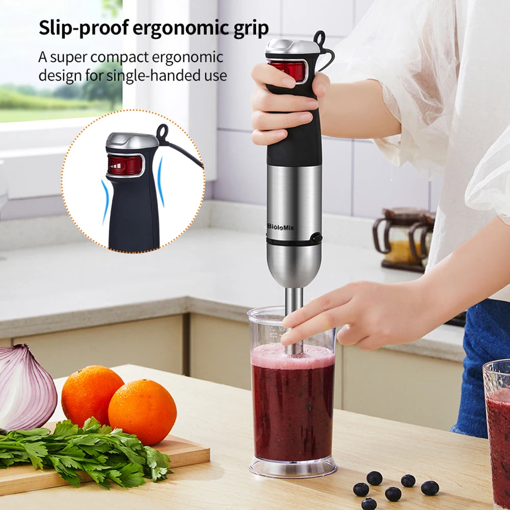 Biolomix 5 in 1 Multifunctional Electric Hand Blender Immersion Handheld Mixer Food Processor Chopper Beater Frother