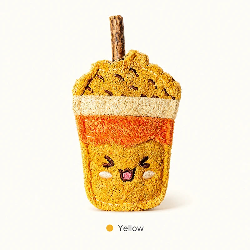 Loofah Cat Chew Toy with Matatabi Stick Natural Dental Cleaning Kitten Teething Toy Interactive Solo Play Pet Supplies