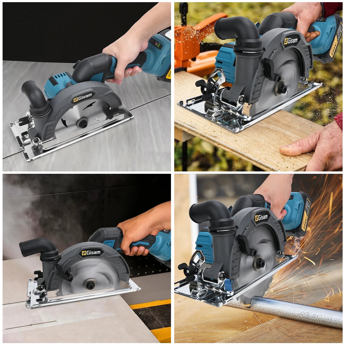 Gisam 165mm Brushless Electric Circular Saw 10000RPM Cordless Adjustbale Angle Woodworking Power Tool For Makita 18v Battey Pins