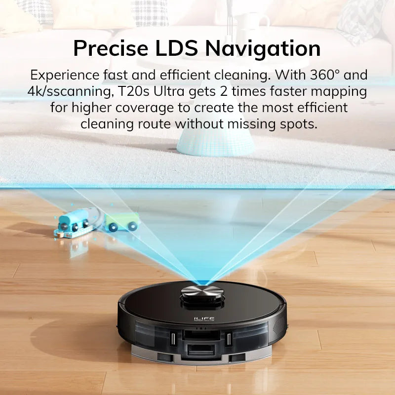 ILIFE T20s Ultra Robot Vacuum Cleaner with Self-Emptying Station, 10000Pa Suction, 4600mAh Battery, 300 Min Max Runtime