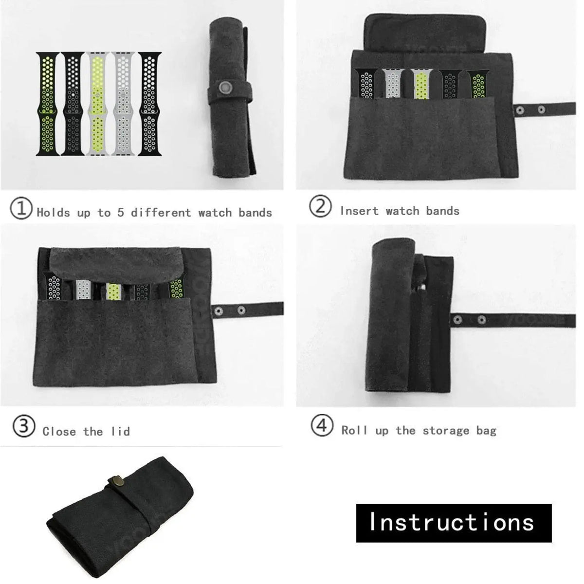 Watch Band Accessories, Smart Watch Band Portable Storage Bag Case Pouch Organizer-Compatible with Apple, Samsung, Garmin Bands