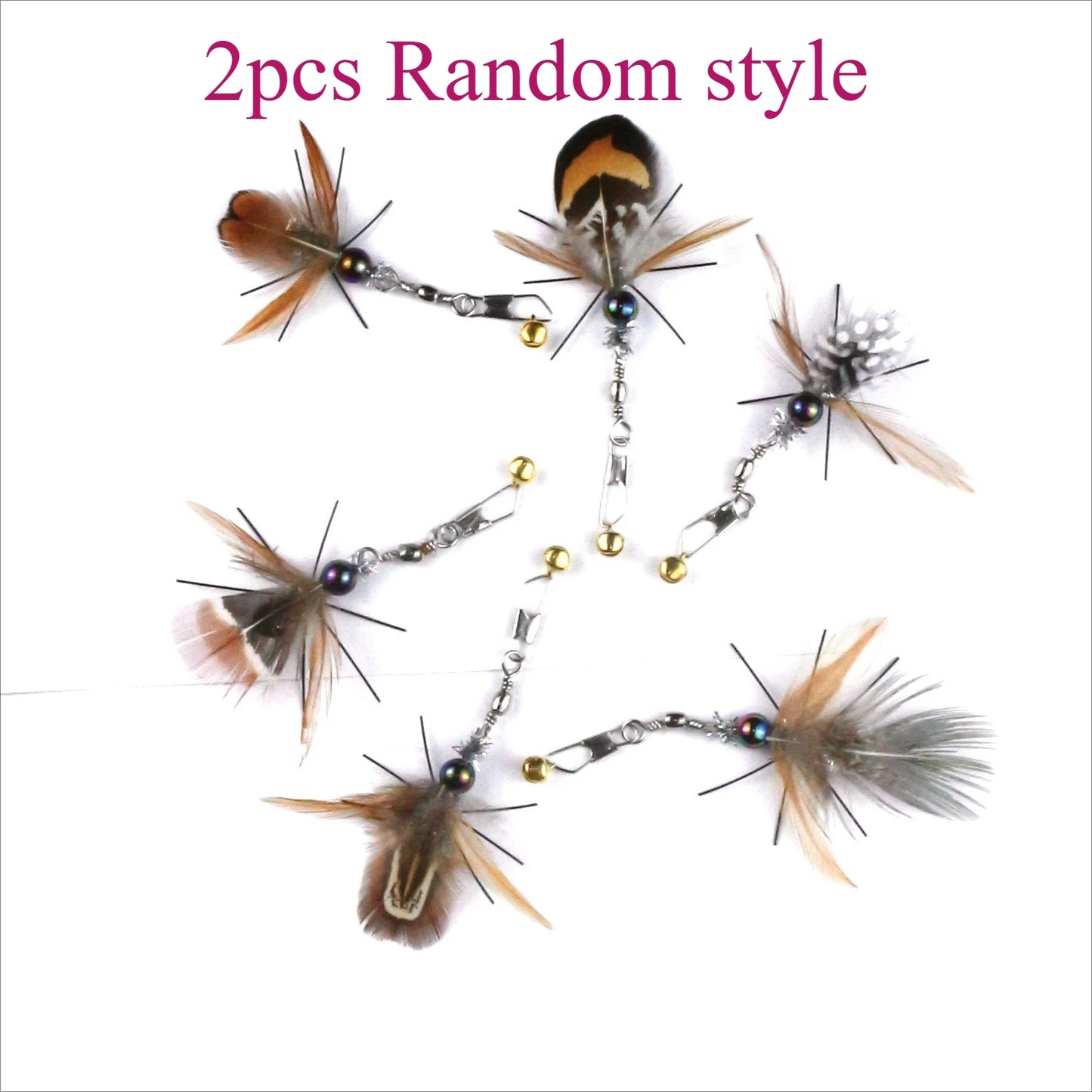 3pcs/4pcs Artificial Insect Cat Teaser Stick Accessories Brown Feather Replacement Head Kitten Pet Toy Wand