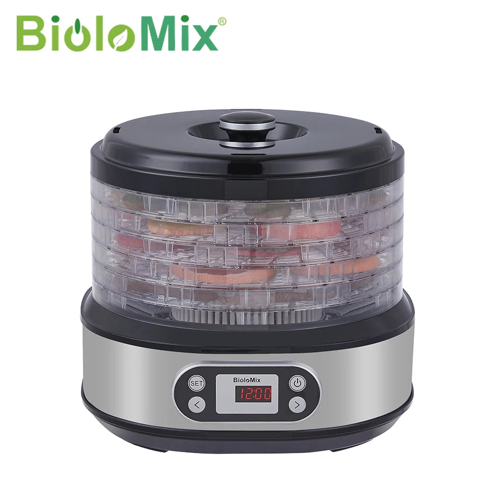 BioloMix Professional 6 Tray Dehydrator with Digital Control for Preserving Fruits Vegetables Herbs and Making Homemade Jerky