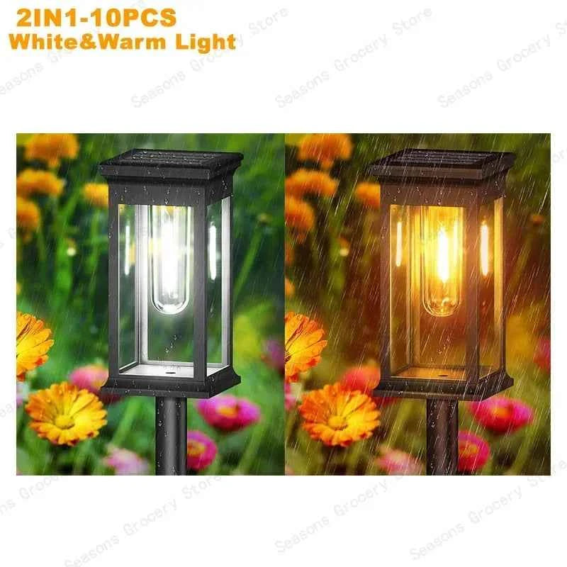 Waterproof LED Solar Lights for Garden Yard Driveway - Automatic Pathway Lighting Outdoor Landscape Lighting Auto On/Off at Dusk