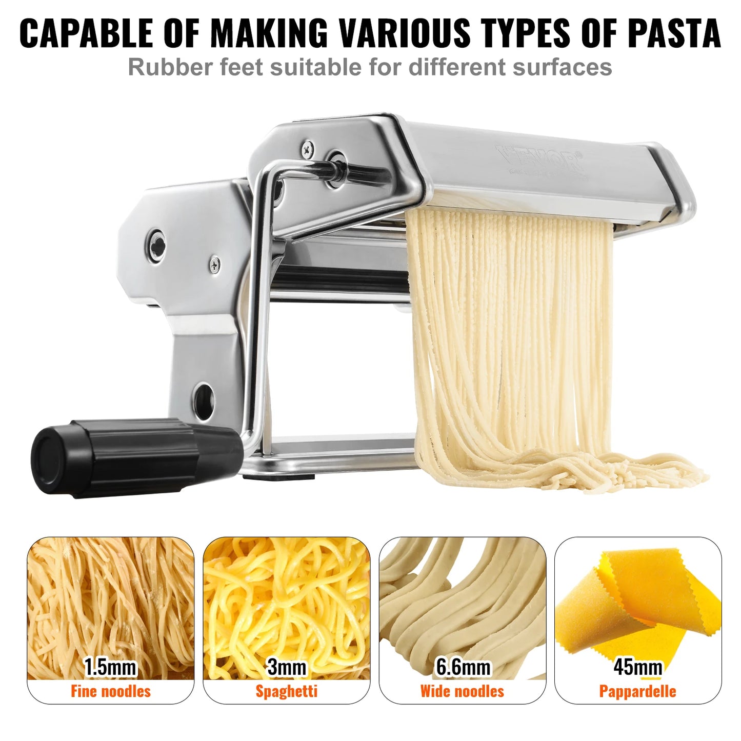 SucceBuy Manual Pasta Maker Machine Set Stainless Steel Slicer Fresh Noodle Rollers Cutter Home-Appliance