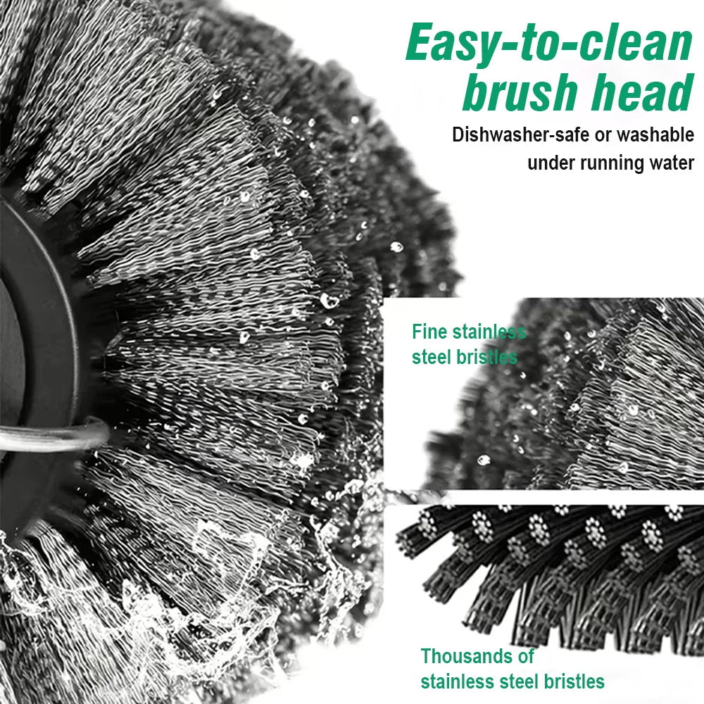 Electric BBQ Cleaner Brush with Replaceable Heads Stainless Steel Grill BrushHead for Outdoor Grilling and Kitchen Cleaning