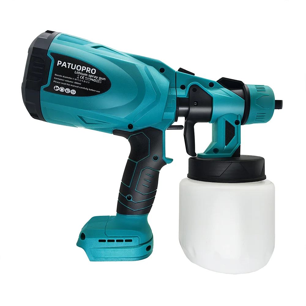 Electric Spray Gun Cordless Paint Sprayer for Auto Furniture Steel Coating - Cordless Electric Spray Gun Compatible with Makita 18V Battery (No Battery Included) - Quality Shopping Centre