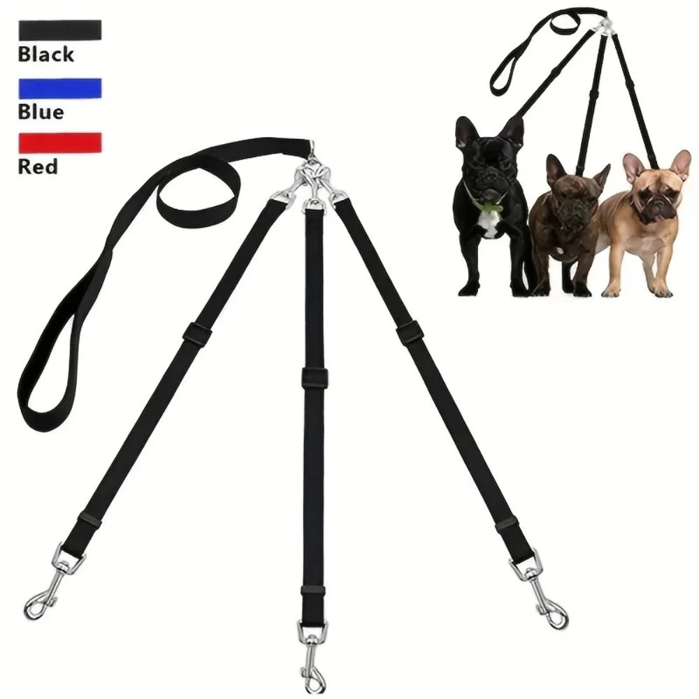 Duurzame 3-in-1 nylon hondenriem met gevoerd handvat voor buitenwandelingen, autoreizen, hiken en kamperen - drieweg-hondenriem