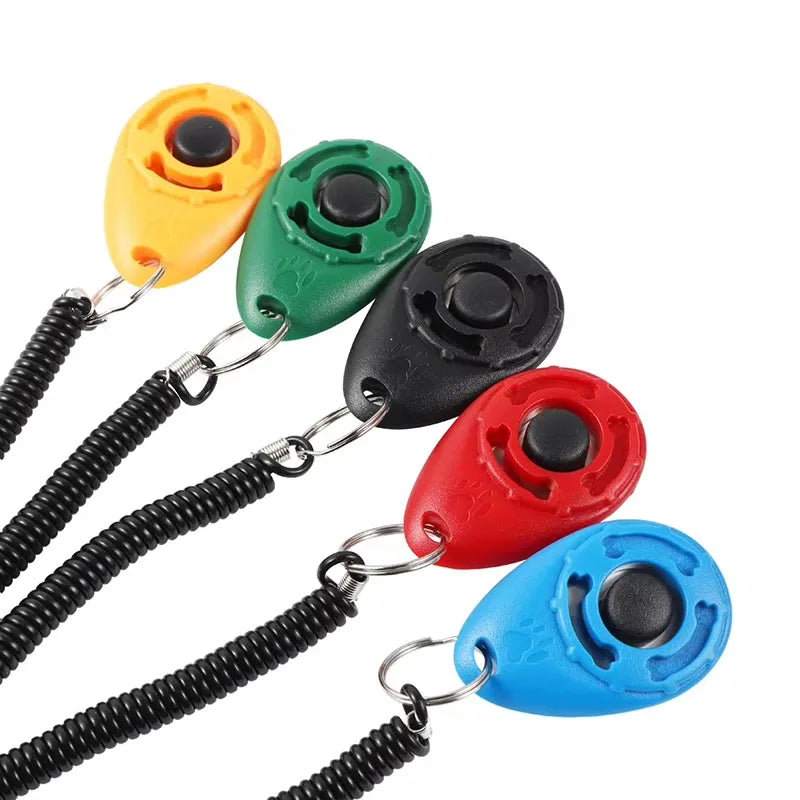 2pcs Dog Training Clicker Pet Cat Plastic Dogs Click Trainer Aid Tools Adjustable Wrist Strap Sound Key Chain Dog Supplies
