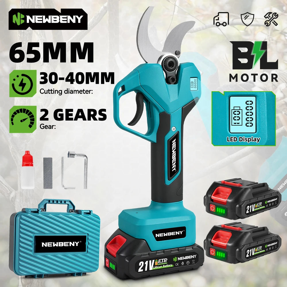 NEWBENY 65MM 2 Versnellingen Borstelloze Elektrische Schaar Draadloze Snoeischaar Fruitboomtak Elektrisch Gereedschap voor Makita Accu