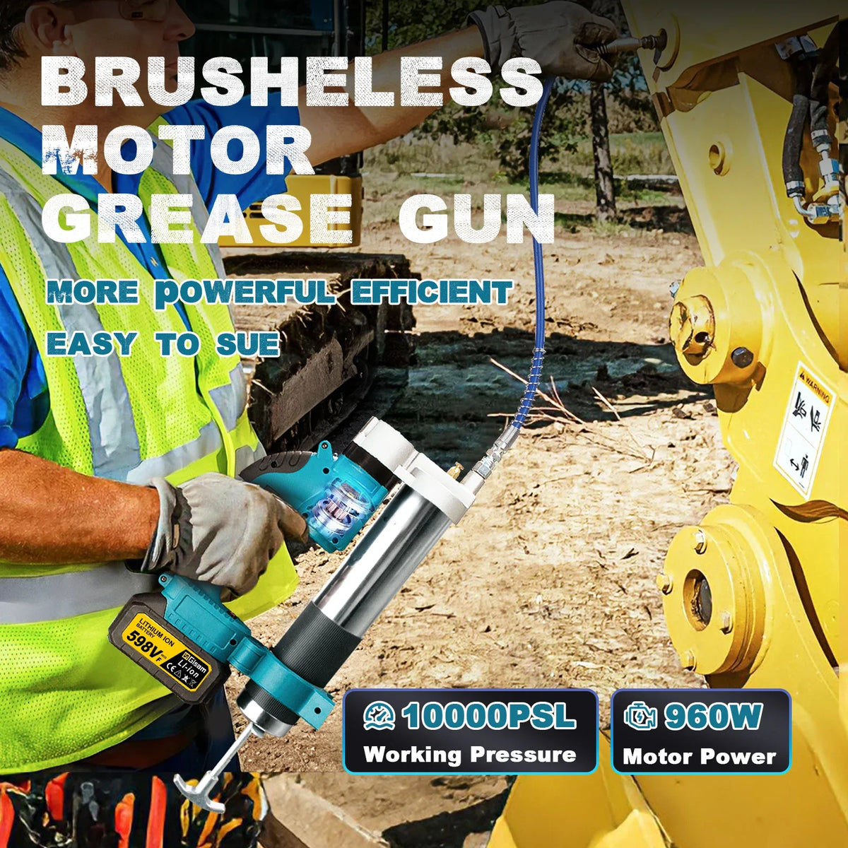 Gisam 10000PSI Borstelloze Elektrische Vetspuit Kit Elektrische Hoogwaardige Vetspuitset Elektrisch Gereedschap voor Makita 18V Accu Pinnen