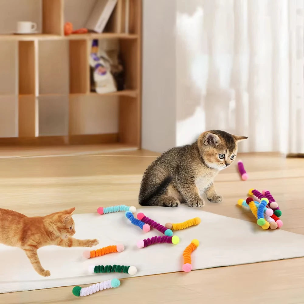 12/24Pcs Cat Spring Toys Interactive Pet Toys for Cats Colorful Random Color Cat Teaser Toy Bite-resistant Kitten Toys