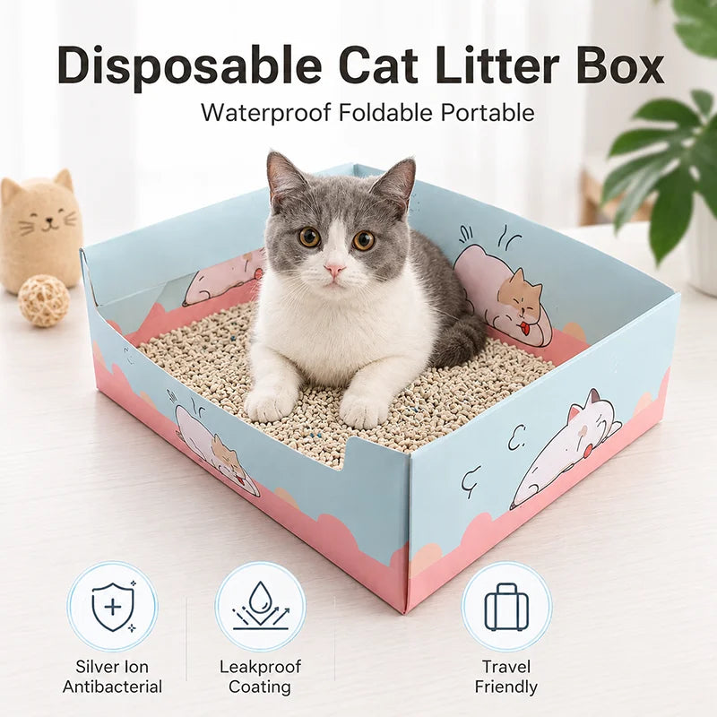 1/3 PCs Disposable Cat Litter Box Foldable Cat Litter Box Portable Travel Cat Toilet Tray for Indoor Outdoor Cat Accessories
