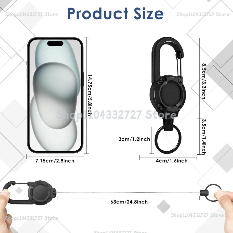 1/2/4pcs Extendable Retractable Holders Keychain Badge Reels Heavy Duty Clip with Carabiner Key Chain for Men Outdoor Bags