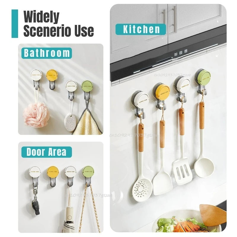 Vacuum Suction Hook Traceless No-Drilling Strong Hold Reusable Waterproof for Bathroom Kitchen Office Door Back Toilet Area