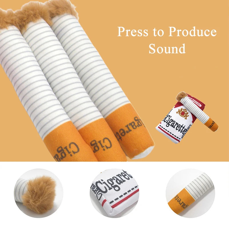 Funny Dog Squeaky Cigar Toy Interactive Imitation Cigar Pet Chew Toy for Small Medium Dogs Plush Dog Toy Set Pet Supplies