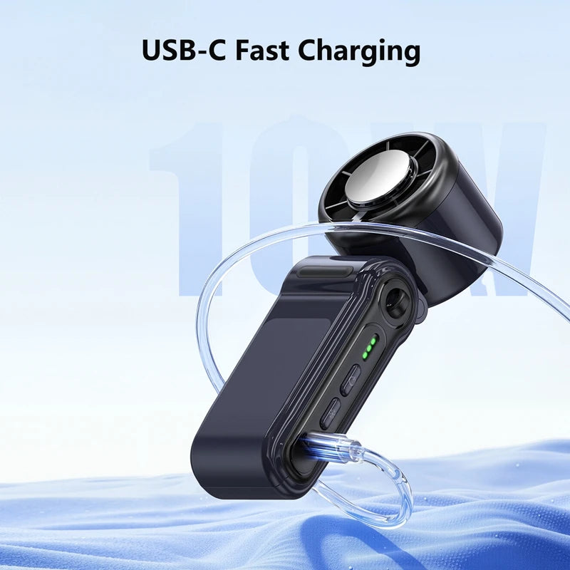 Portable Handheld Turbo Fan 5-speed USB Rechargeable Mini Fan With Adjustable Lanyard For Outdoor Travel Gifts For Women Men