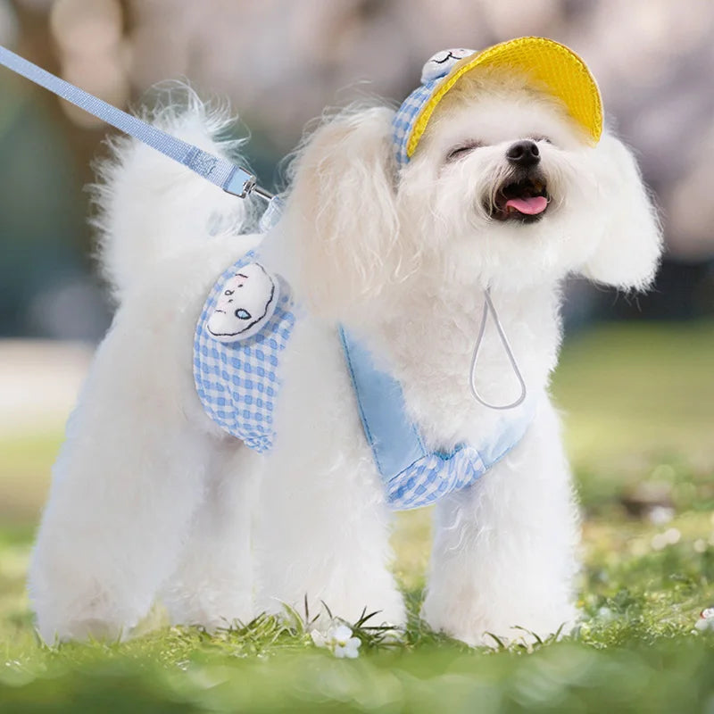 3PCs Dog Harness Leash Set Adjustable Pet Harness for Small Dogs Cats Cute Dog Chest Strap Leash with Hat Dog Accessories