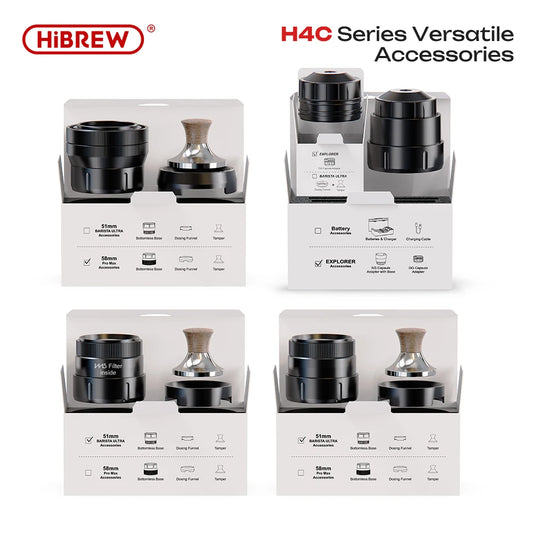 HiBREW H4C Portable Espresso Coffee Machine 51MM or 58MM Barista Bottomless Kit IMS Filter Basket Nes DG Capsule
