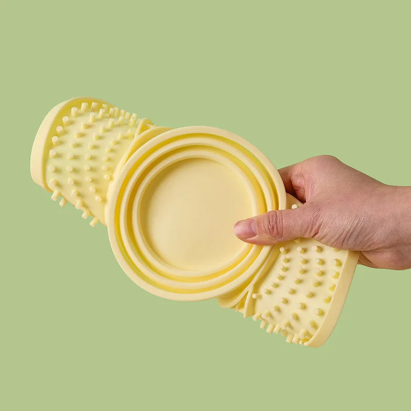 2 in 1 Silicone Dog Slow Feeder Mat with Foldable Bowl Pet Lick Mat for Dogs Cats Non-slip Puppy Slow Food Plate Dog Accessories