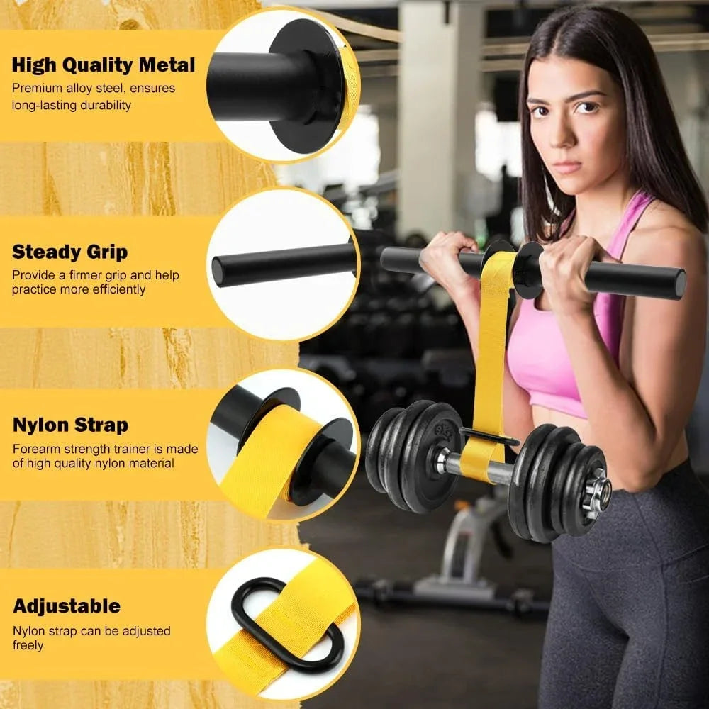 Adjustable Forearm Strength Trainer Wrist Roller With Thickened Non-Slip Handle Belt Home Workout Upper Body Fitness Equipment